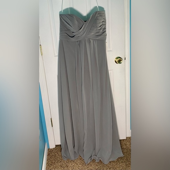 NWT Grey Long Strapless Sweetheart Georgette Dress - Picture 10 of 10